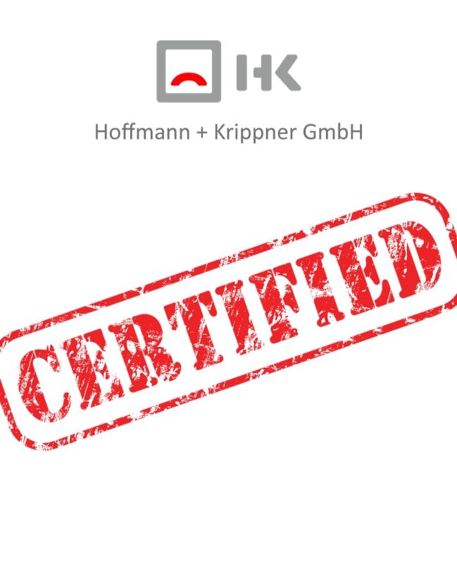 Hoffmann + Krippner Logo mit Schriftzug Certified